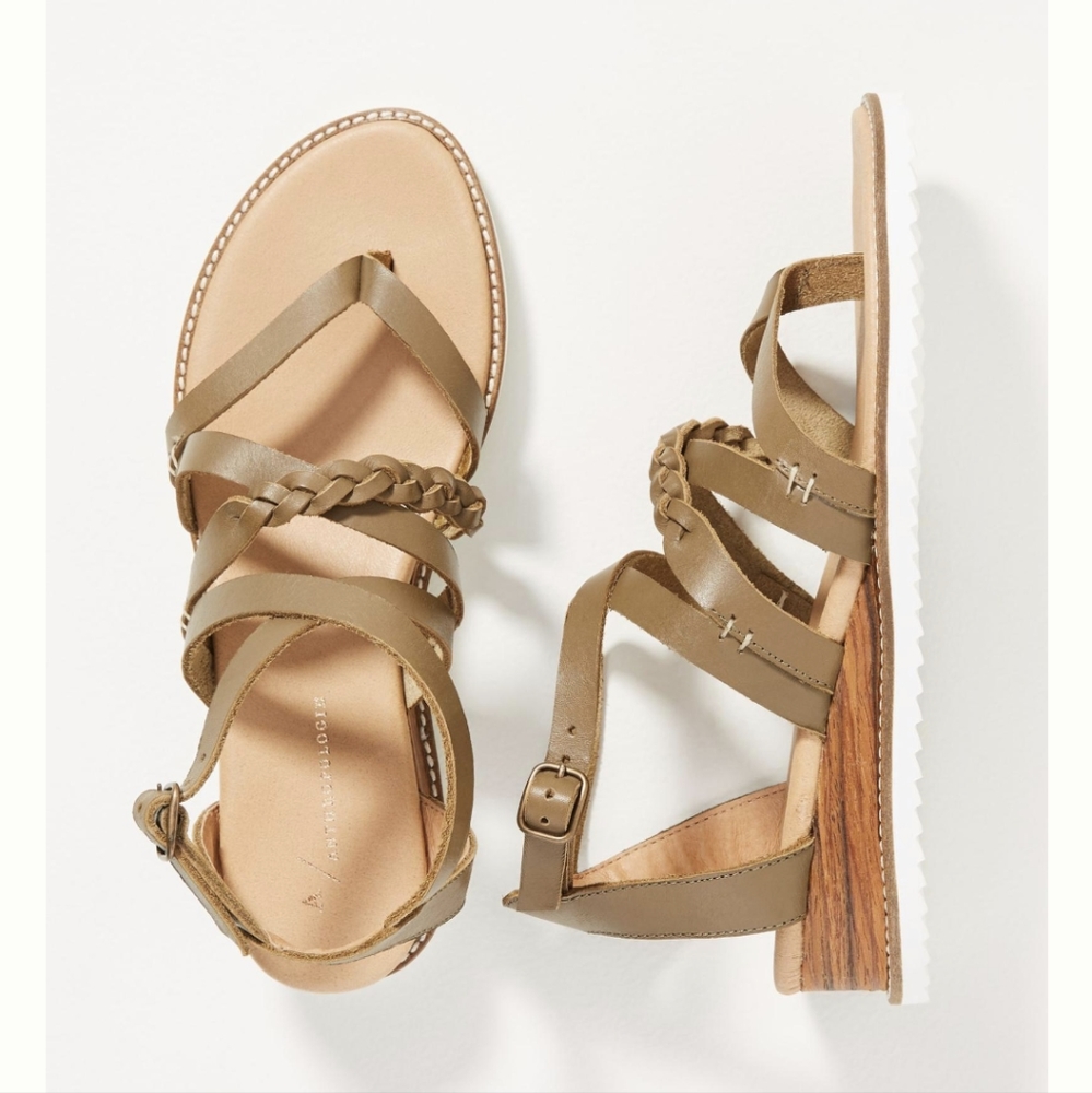 Anthropologie Wooden Wedge Gladiator Sandles